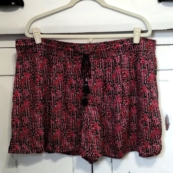 LOFT Multi Floral Elastic Waist Drawstring Shorts Size XL - Picture 1 of 9